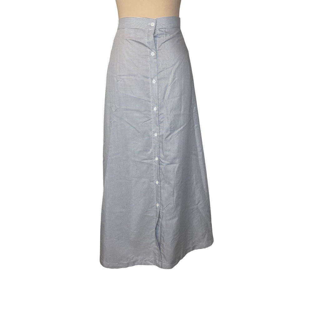 Eien Striped Button Front Maxi Skirt 1XL‎ Blue White Coastal Nautical Casual